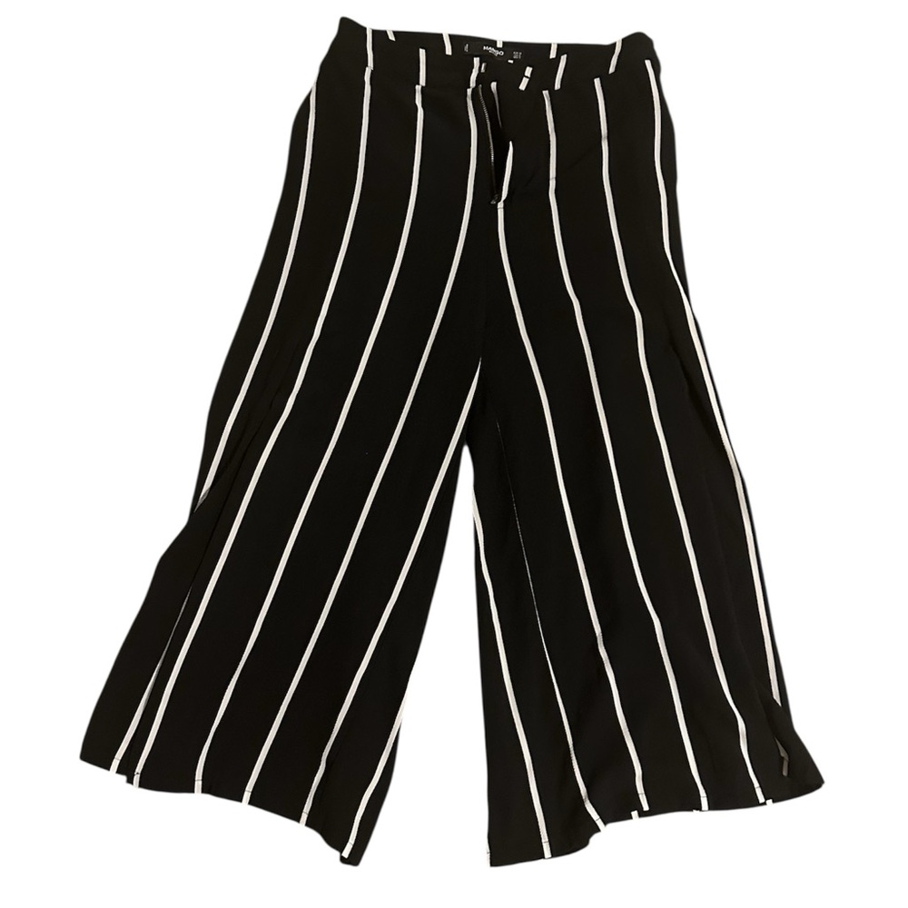 MANGO Basics Black White Vertical Stripe Culotte Pants (EUR 38 / US 6)